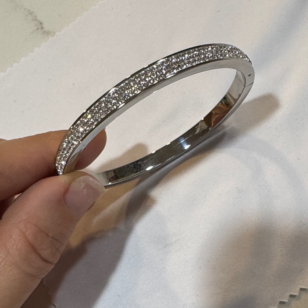 Henri Bendel Silver Crystal Bangle Bracelet